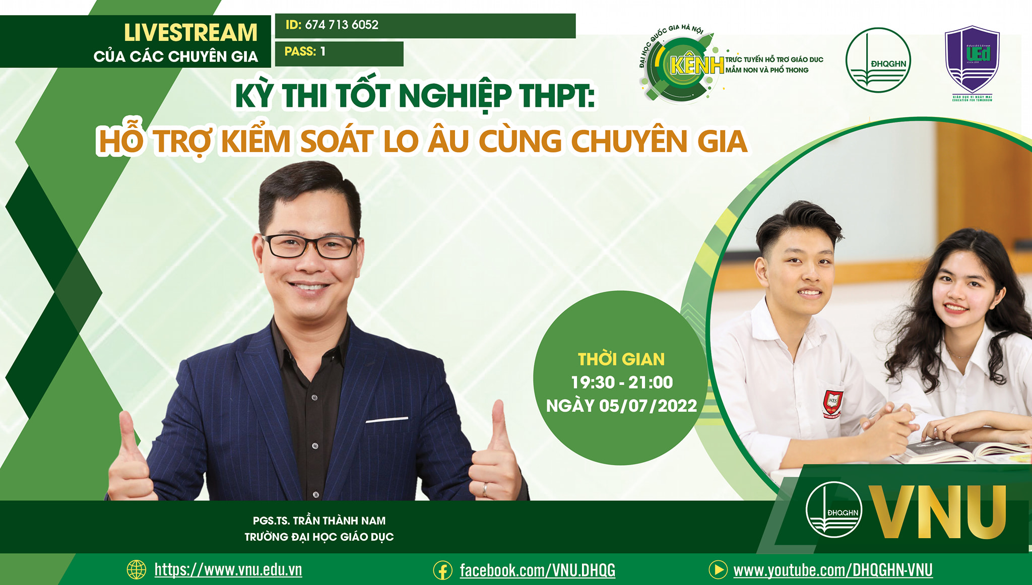 Kênh trực tuyến hỗ trợ giáo dục tiểu học: KỲ THI TỐT NGHIỆP THPT: HỖ TRỢ KIỂM SOÁT LO ÂU CÙNG CHUYÊN GIA