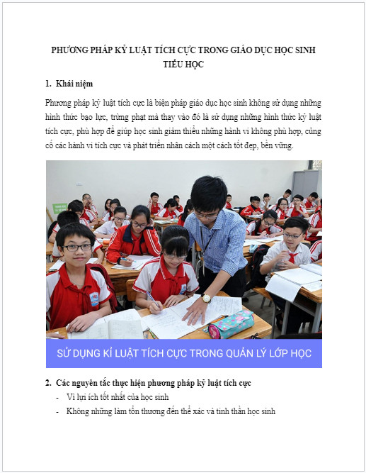 Quản lý học sinh theo phương pháp kỷ luật tích cực