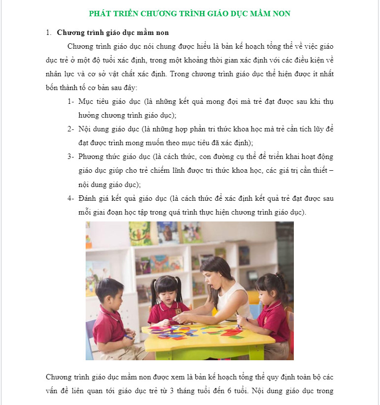 Phát triển chương trình GDMN
