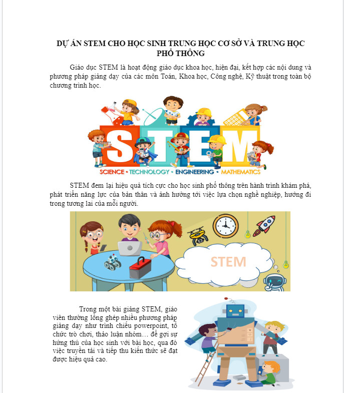 Dự án STEM cho học sinh THCS và THPT