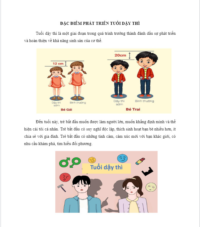 Đặc điểm phát triển tuổi dậy thì