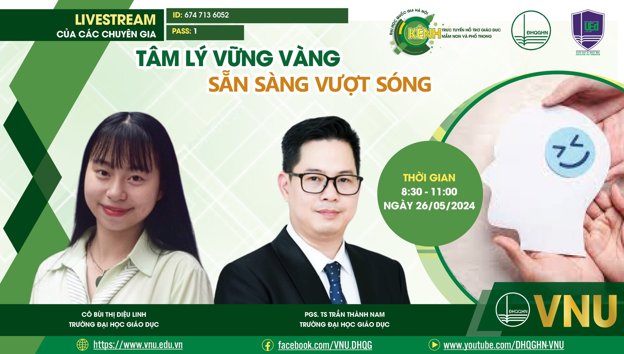 LIVESTREAM TALK SHOW TƯ VẤN TÂM LÝ “TÂM LÝ VỮNG VÀNG, SẴN SÀNG VƯỢT SÓNG”
